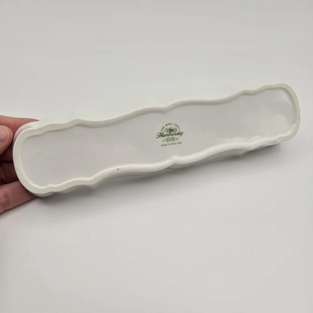 Vintage Hammersley England Fine Bone China Floral Butterfly Olive Mint Dish Tray